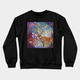 Christmas Deer, Elk Holiday snow, Christmas trees Crewneck Sweatshirt